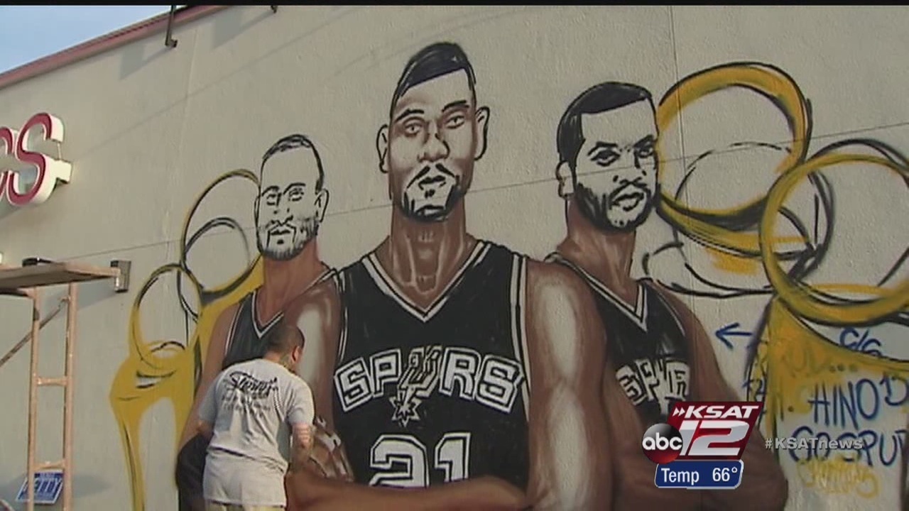 sa artists paint spurs mural