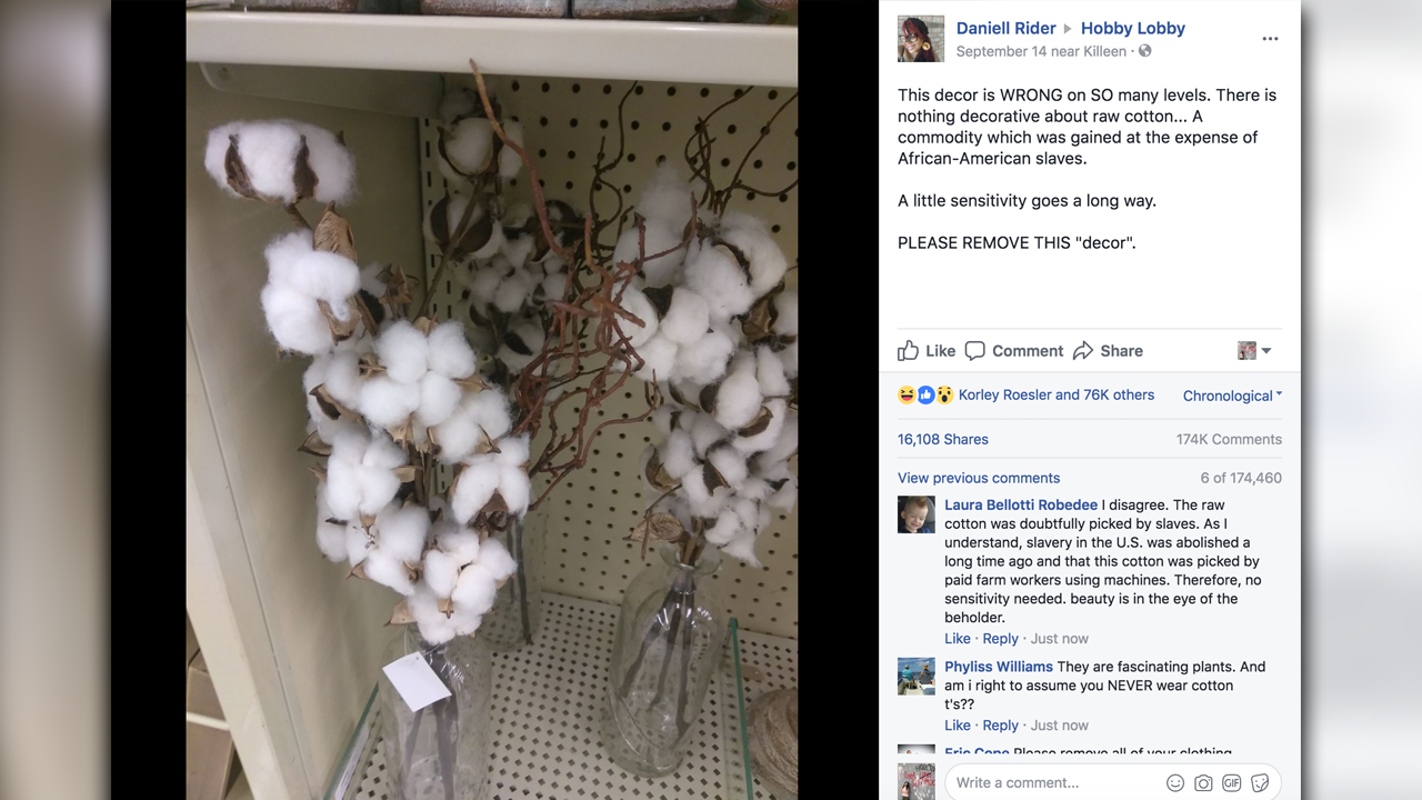 Texas woman calls Hobby Lobby's fall cotton plant decor 