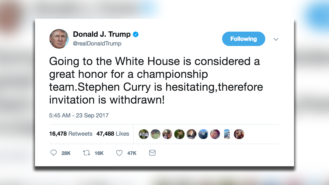 President Trump uninvites Warriors' Stephen Curry to White... President Trump uninvites Warriors' Stephen Curry to White...