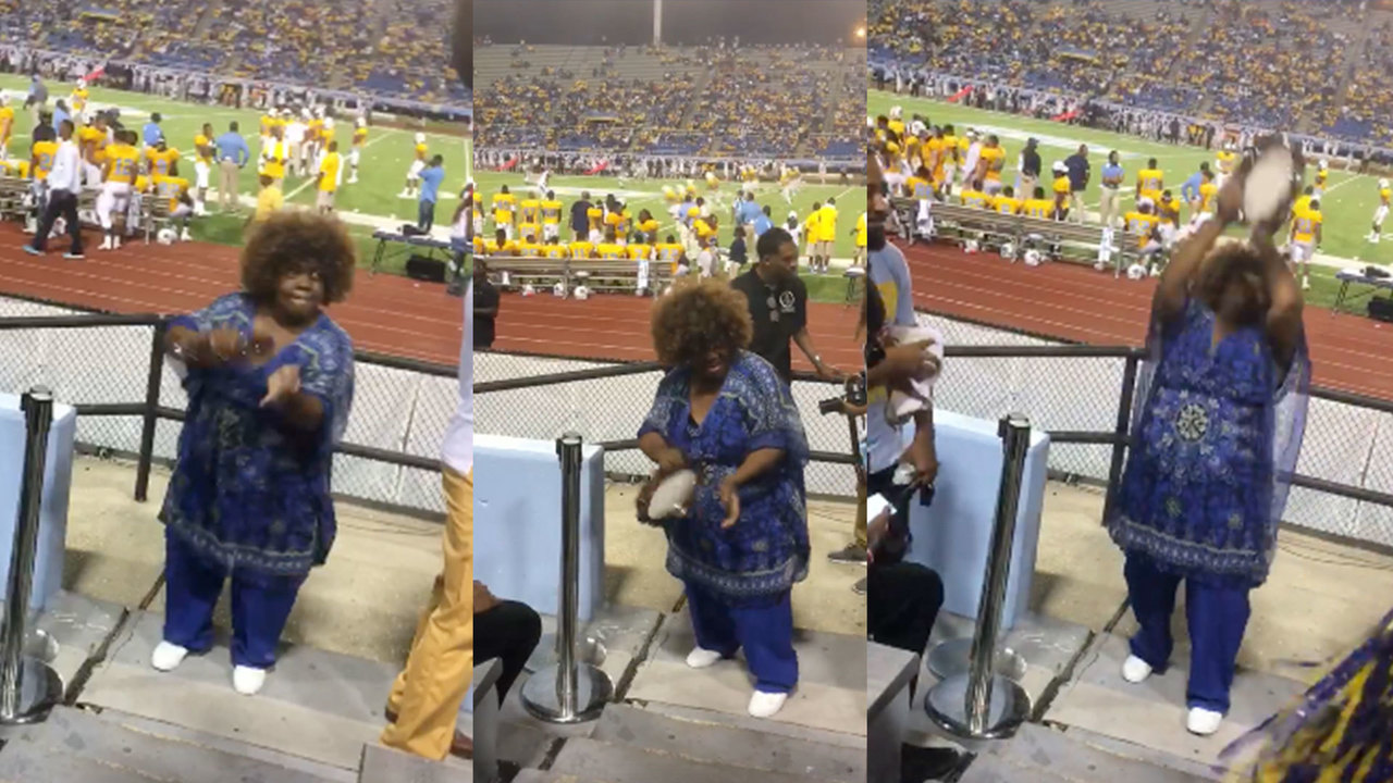 'Tambourine Lady' goes viral with awesome dance moves at...