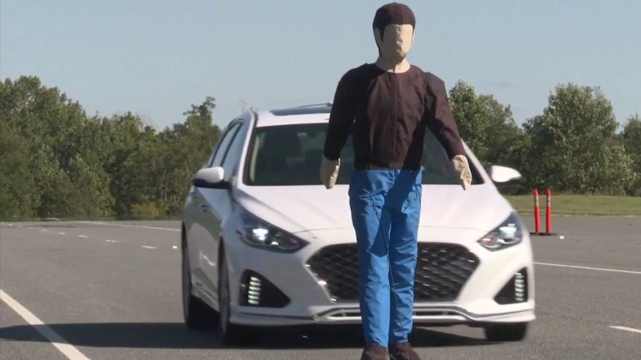 Crash tests assess pedestrian avoidance technology